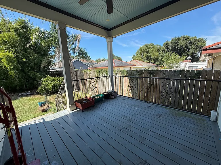 large shaded back porch