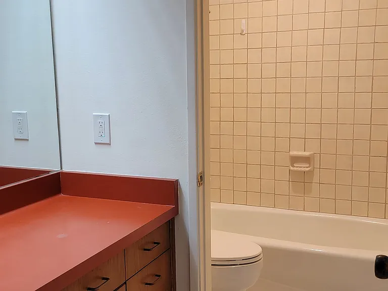 Unit F Bathroom vanity, countertop and storage