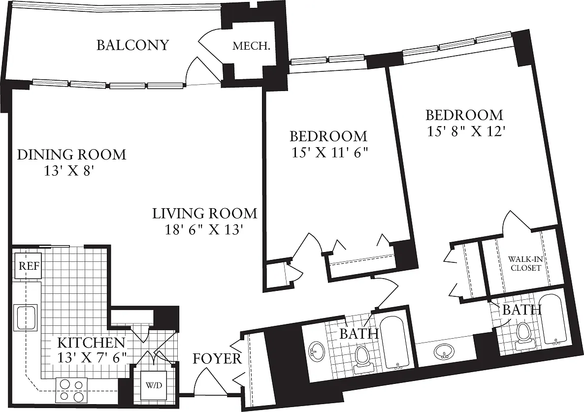 Floor plan 2 Bedrooms L