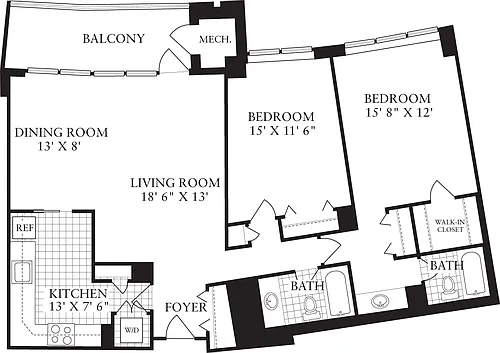 Floor plan 2 Bedrooms L