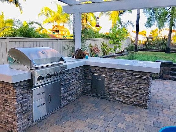 Brand new built in bbq with rotisserie with Italian porcelai