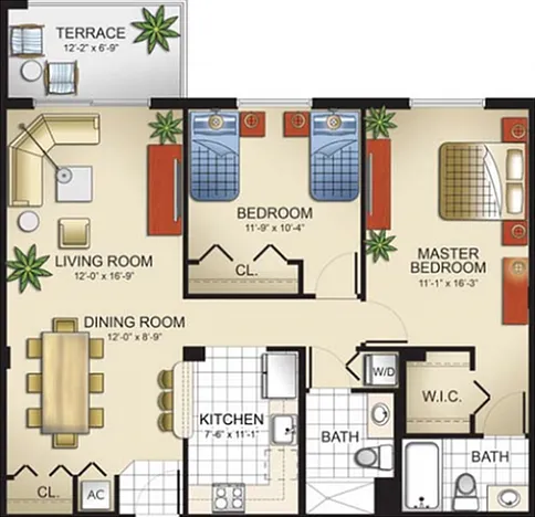 Model i2 | 2 Bedrooms, 2 Bath Model i2 | 2 Bedrooms, 2 Bath