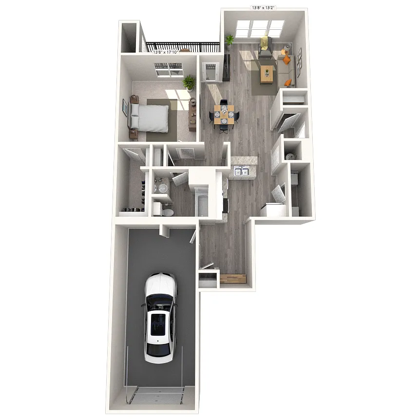 Floor plan Traditional 1x1 752-1030 SF