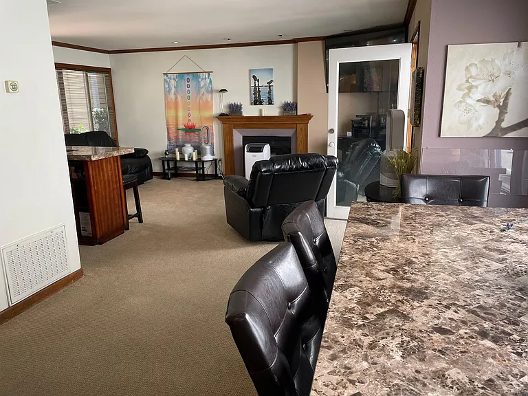 View from dining area to living room.