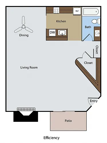 Floor plan Efficiency 1 BA