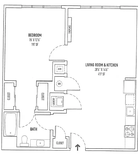 Floor plan 1BR, 1BA - 22 Mechanic