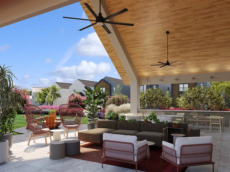 Oxenfree Rowlett covered patio lounge.