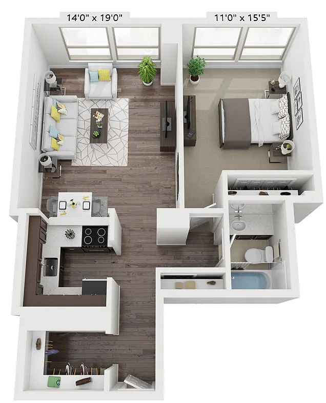 Floor plan ONE BEDROOM EIGHT
