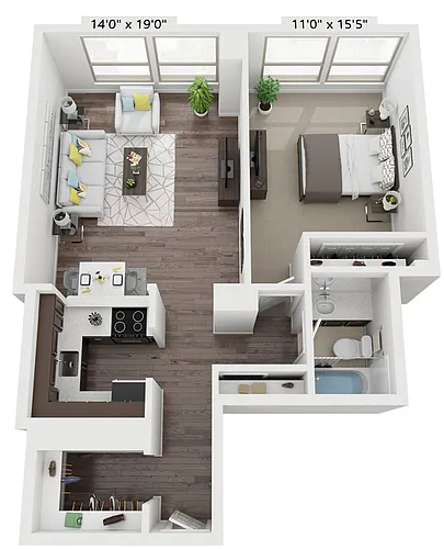 Floor plan ONE BEDROOM EIGHT
