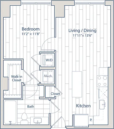 Floor plan 1 Bed/1 Bath-C7