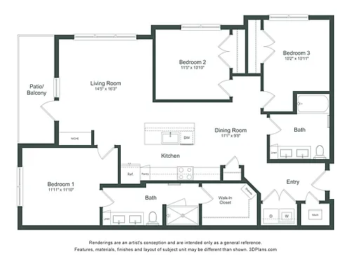 Floor plan The Cash | 3 Bed | 2 Bath