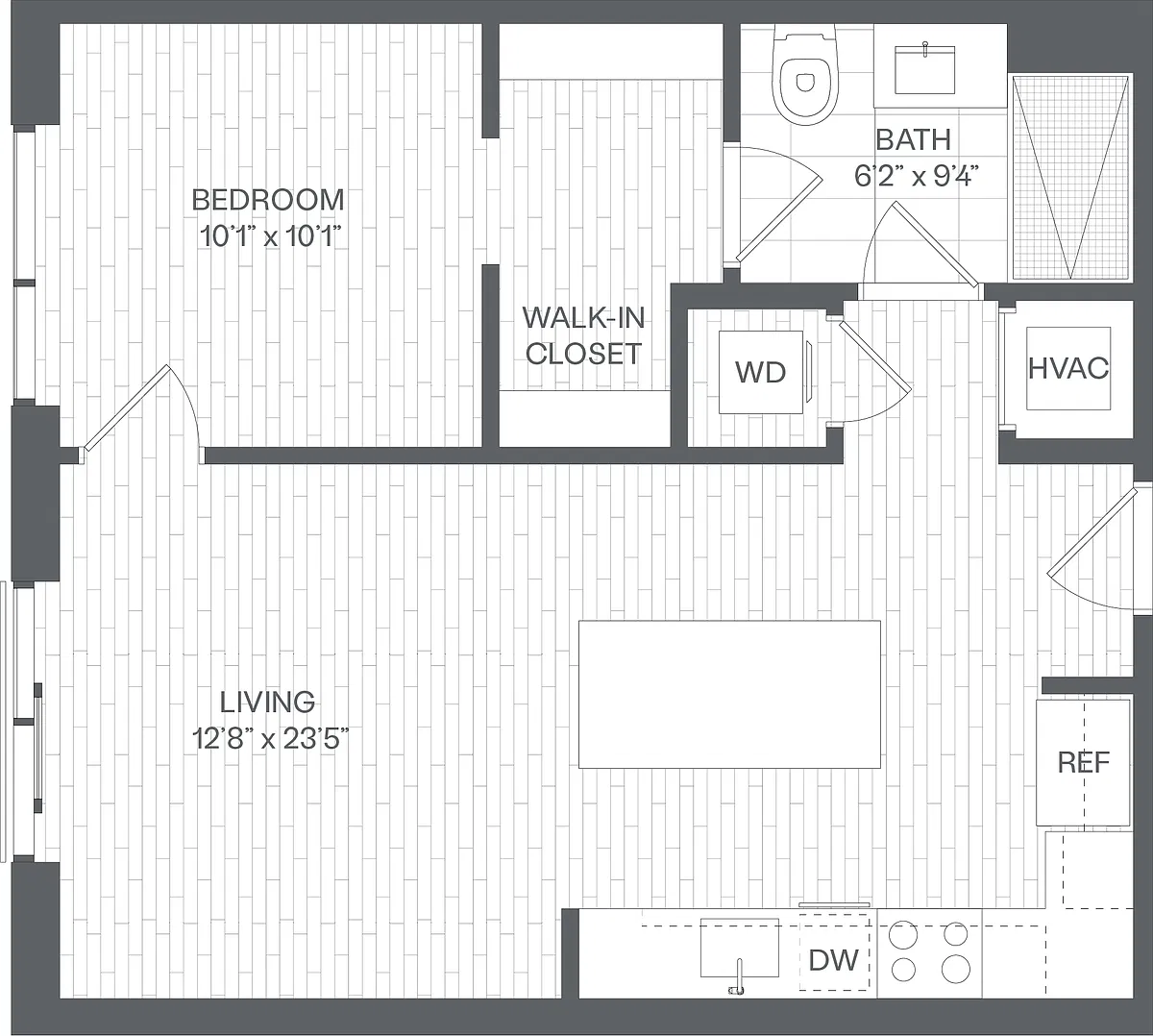 Floor plan 1 Bed/1 Bath-AA