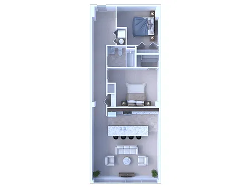 Floor plan 1 Bedroom/1 Bathroom w/ Den - 1099