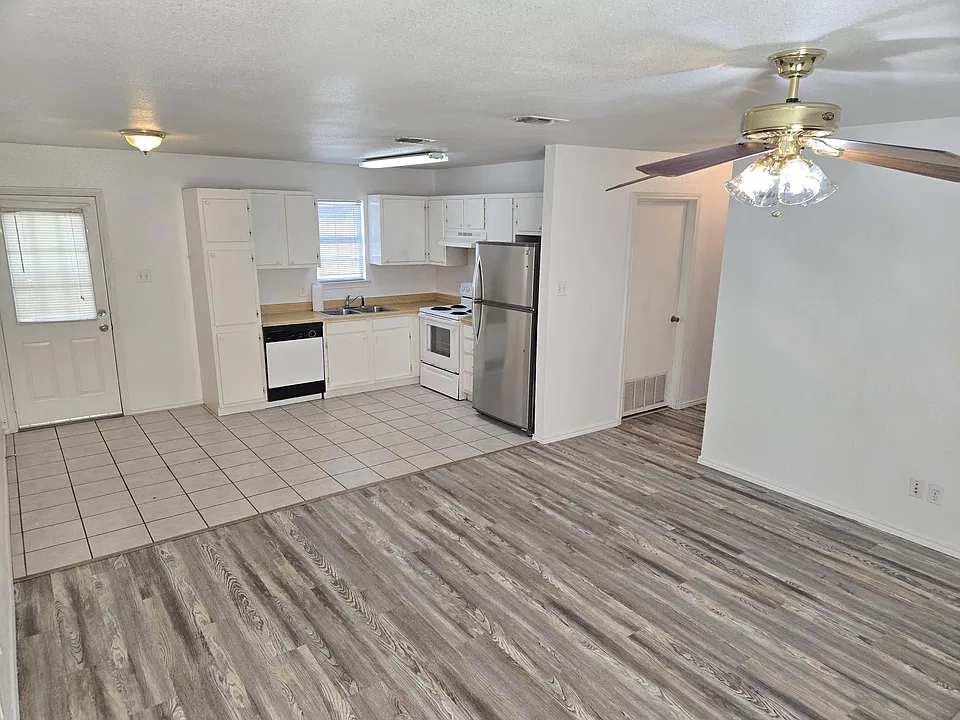 UNIT E-- Open Living room and Kitchen area