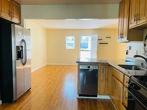 View from kitchen to living room.