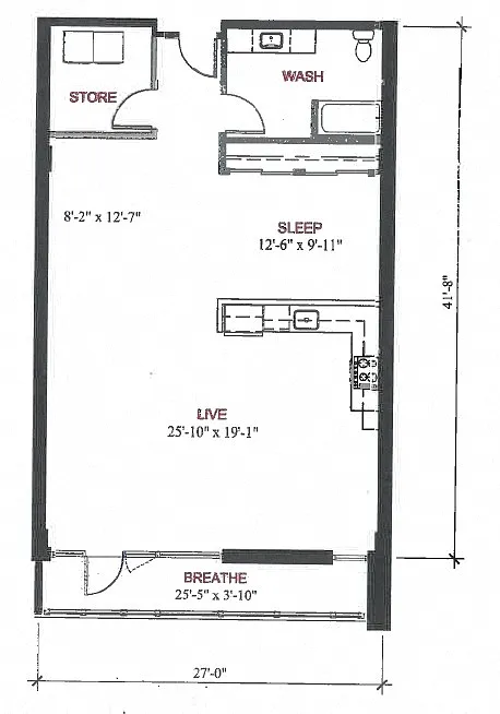 Floor plan 1 Bed 1 Bath A13