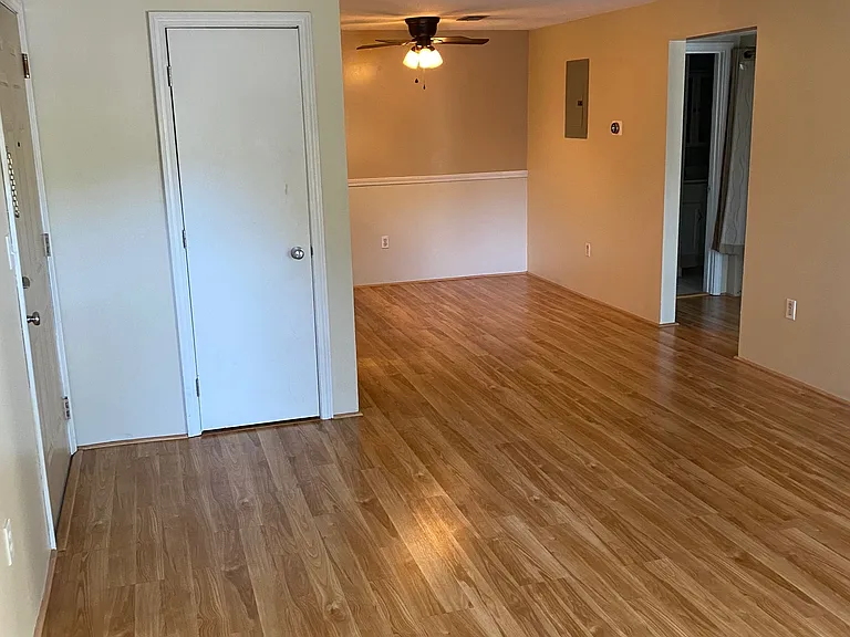 Living room to dining room angle with coat closet - older photo but provides view of living to dining