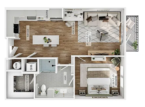 Floor plan 1BR/1BA - A3