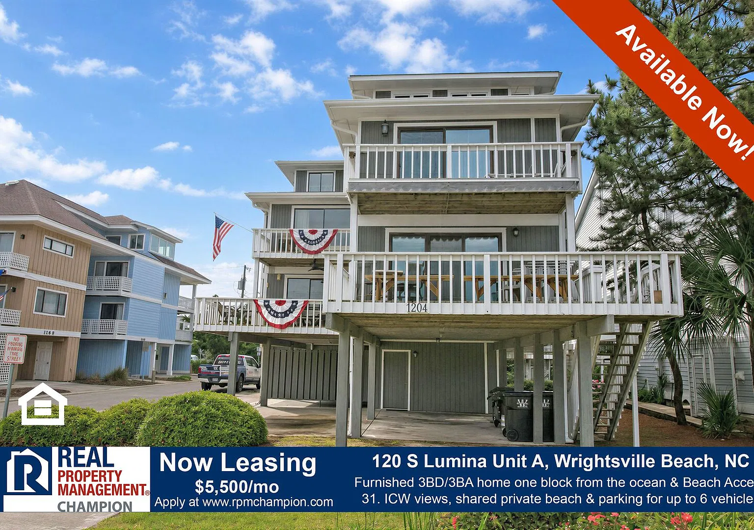 Furnished Year Round Rental One Block from Ocean on Wrightsville Beach — Photo 1