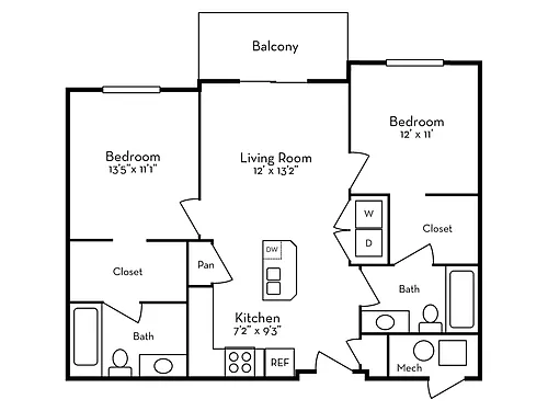 Floor plan 2 Bedroom 2-1