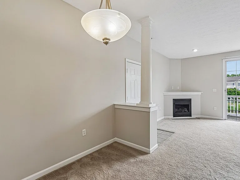 Inviting living area with elegant column details