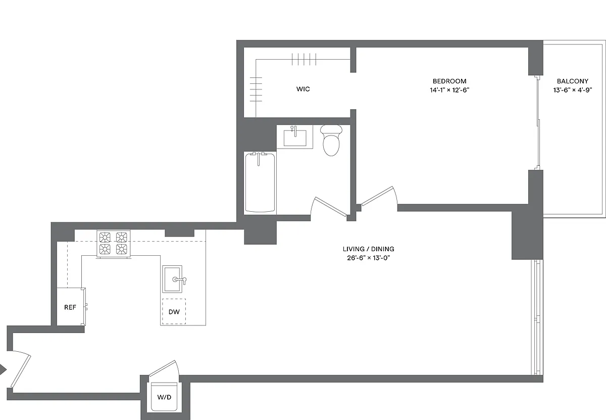 Floor plan 1 Bed/1 Bath-A1B