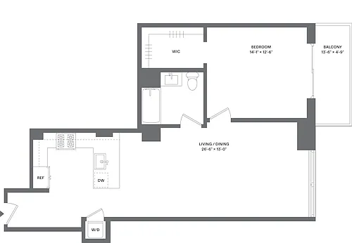 Floor plan 1 Bed/1 Bath-A1B