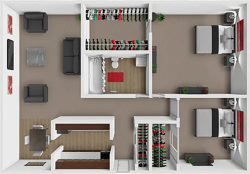 Floor plan The Chase Two Bedroom One Bath