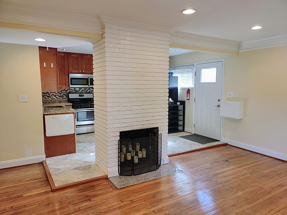 Living Room Fireplace, Looking Into Kitchen
