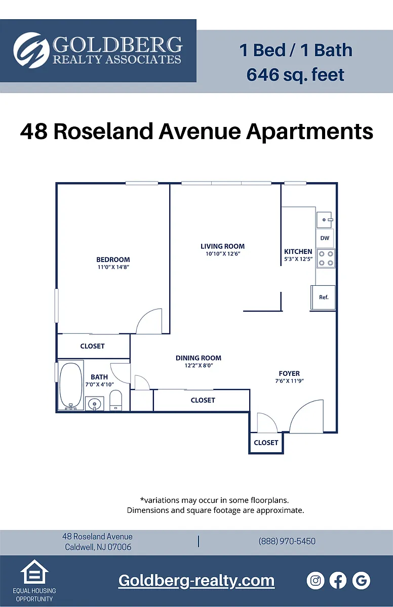 Floor plan One Bedroom 1 bath