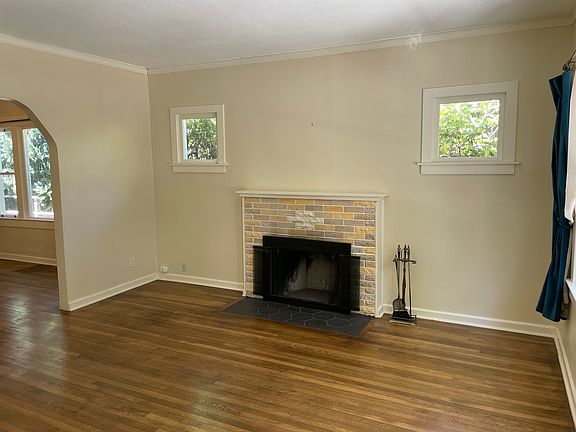 Wood-burning fireplace in living room!