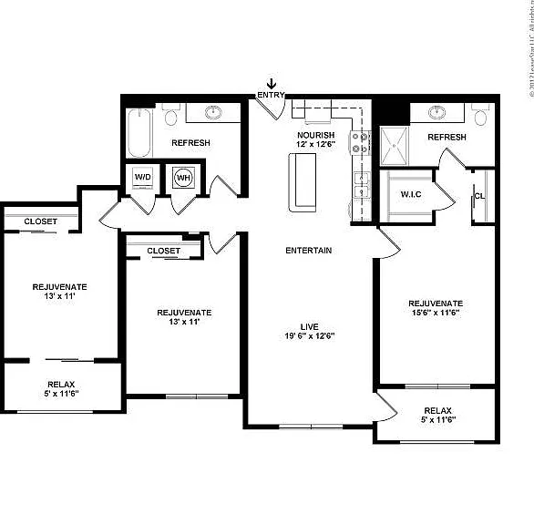 Westshore - 3B2B - 1343 SF - Allure - Floorplan 1 Westshore - 3B2B - 1343 SF - Allure - Floorplan 1