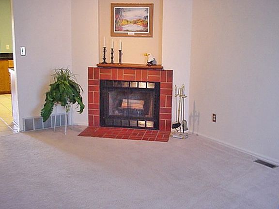 LIVING ROOM WITH WOOD FIREPLACE