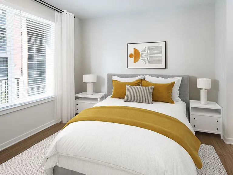 Bedroom with hard surface flooring