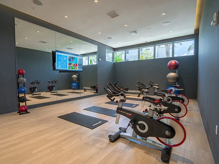 Spin studio with on-demand courses