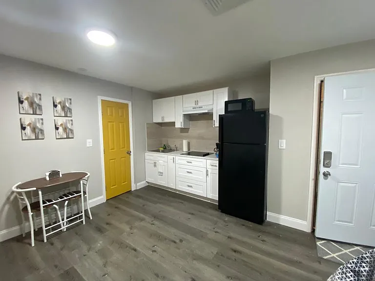 Fully equipped kitchen plus a cozy dining area for two
