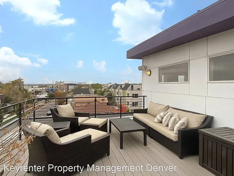 Roof deck with views of Mile High stadium