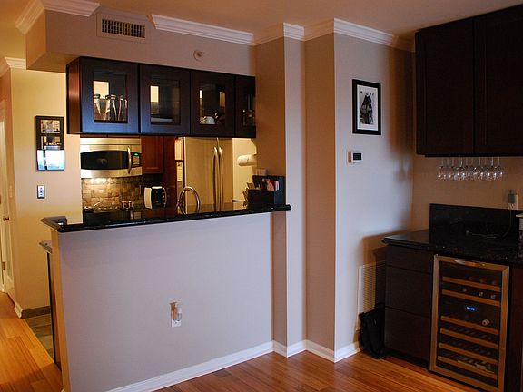 View from dining area to kitchen.