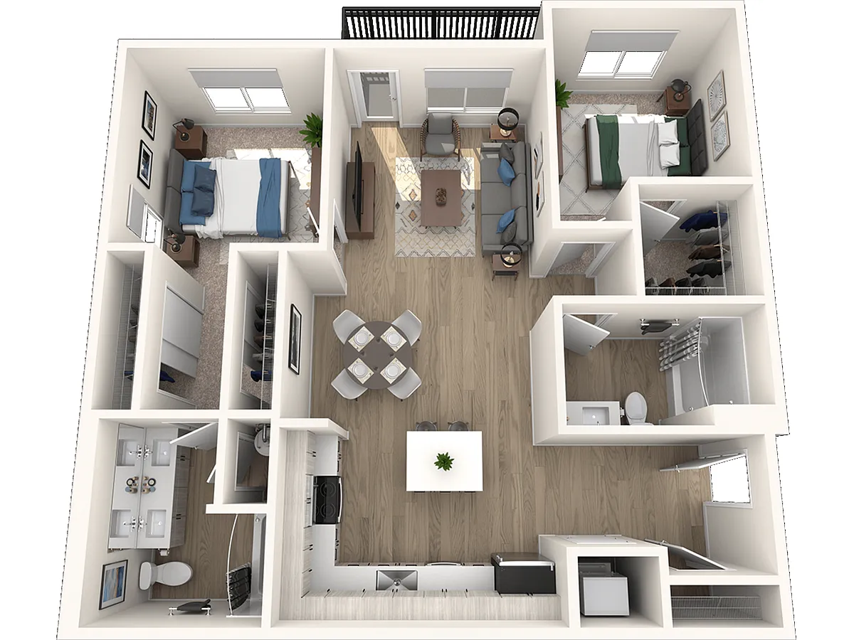 Floor plan 2x2 Bedroom C3-B