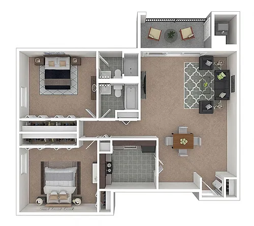 Floor plan Highrise 2 Bedroom & 2 Bath