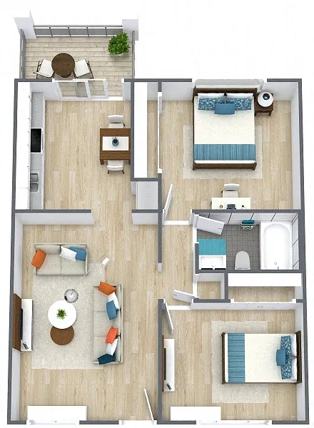 Floor plan Amador 2x1