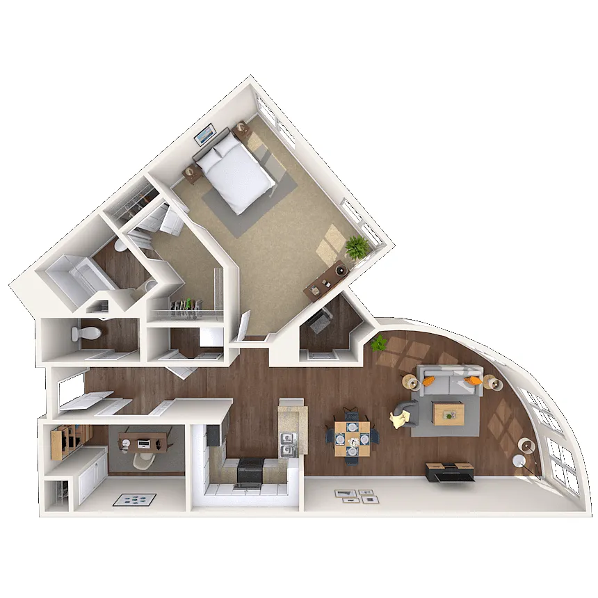 Floor plan Traditional 1x1.5 1196 SF