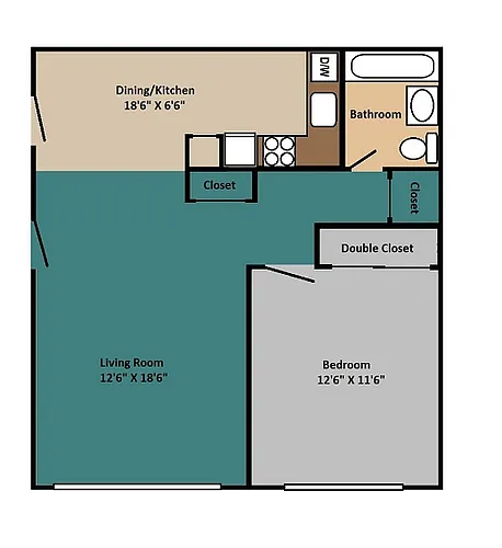 Floor plan One Bedroom- Sovereign - October