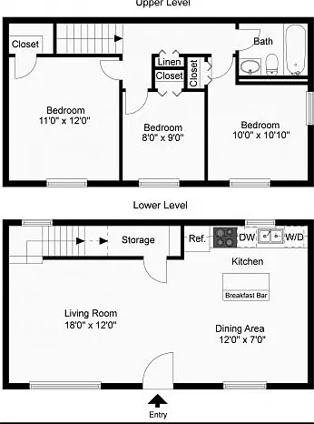 Three bedroom townhome floor plan Three bedroom townhome floor plan