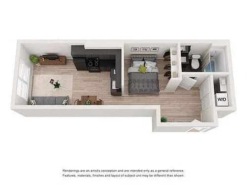 Floor plan 1 Bedroom Urban, 1 Bathroom