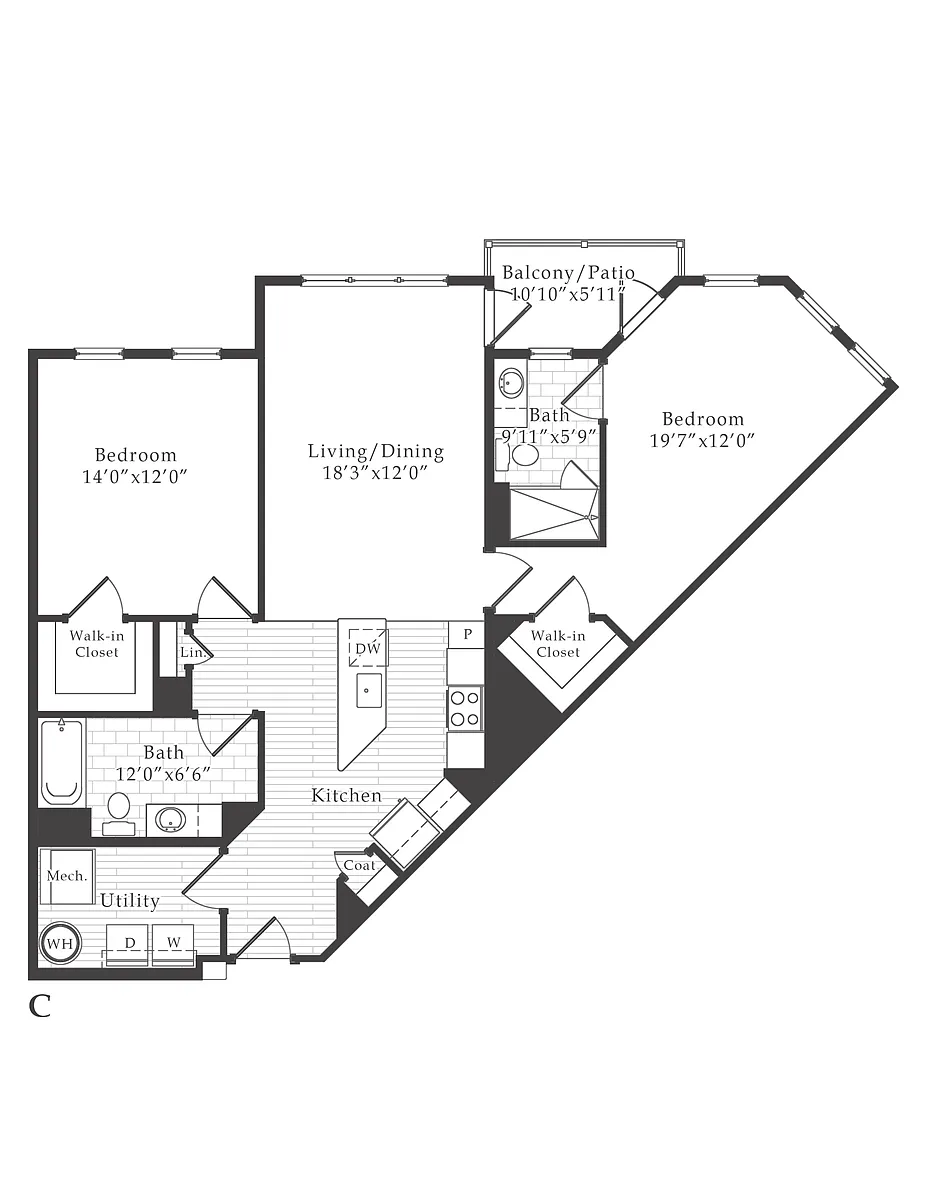 Floor plan 2 Bed/2 Bath-C