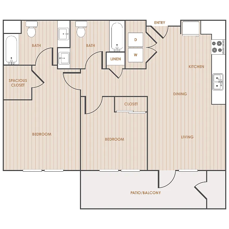 Floor plan 2 Bedroom 2 Bathroom A