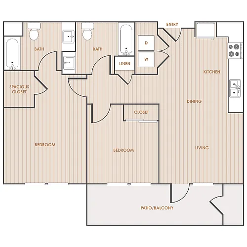Floor plan 2 Bedroom 2 Bathroom 22A
