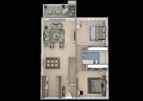 Floor plan 2 Bedroom, 1 Bathroom