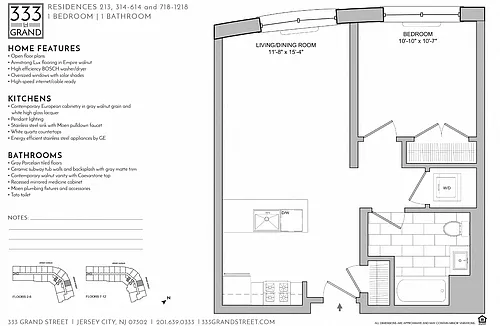 Floor plan 333 GRAND - 1 BEDROOM FLOOR PLAN AJ